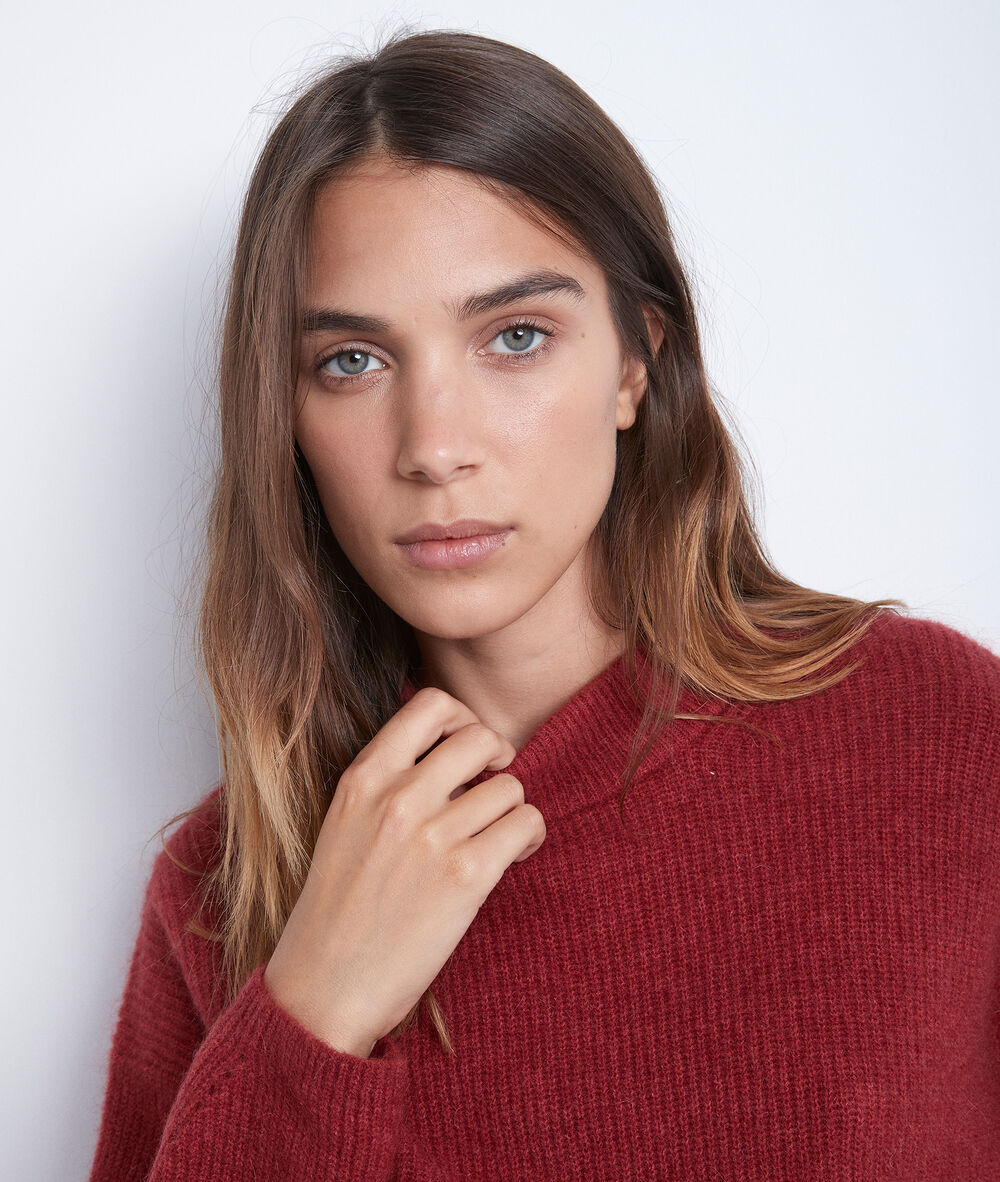 Pull en maille brique tabasco brique.