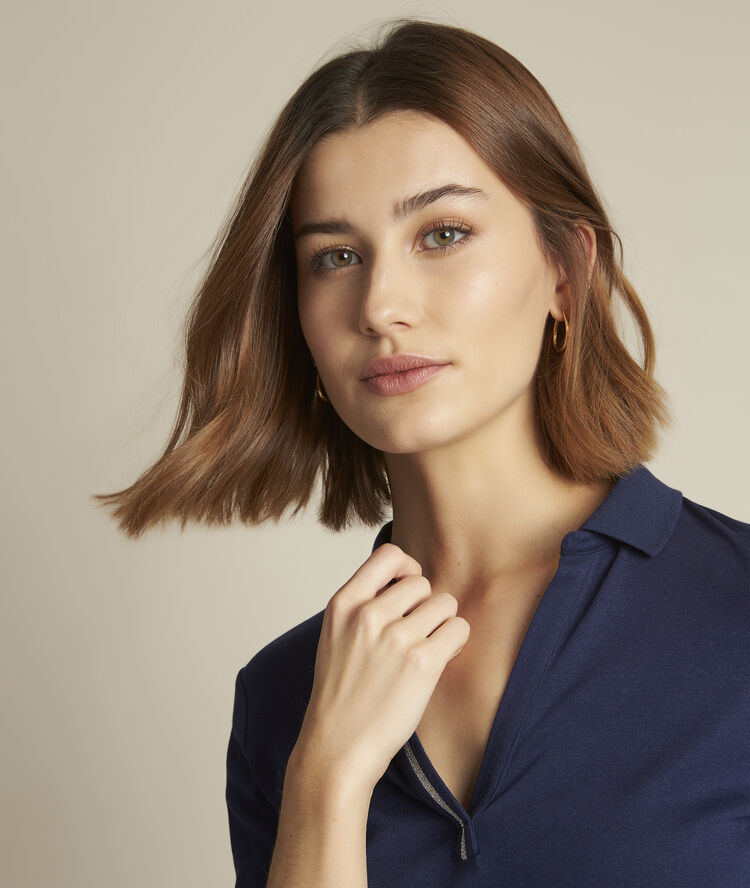 Polo marine détail lurex roseau encre.