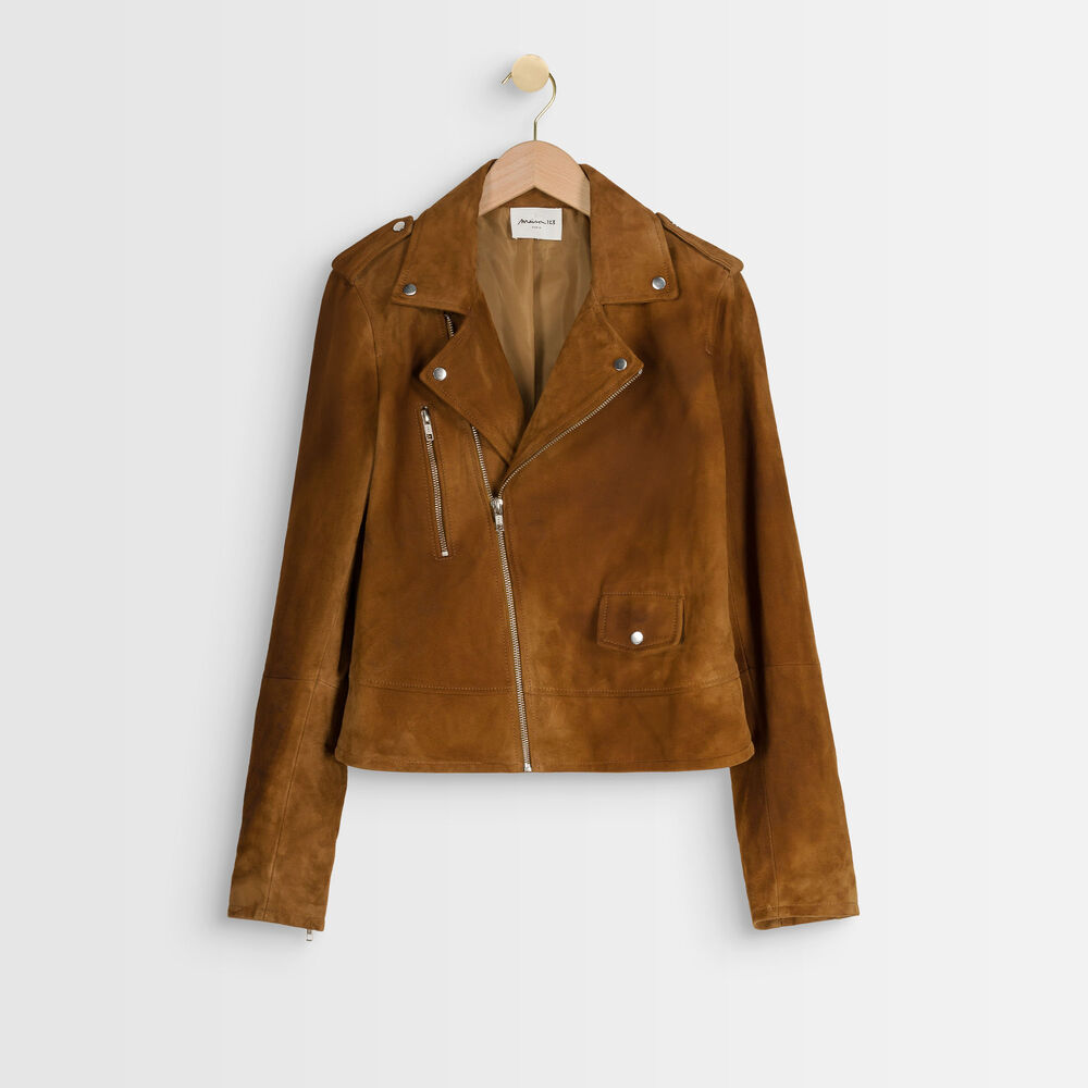 Veste En Cuir Velours Camel Tommy Femme Maison 123