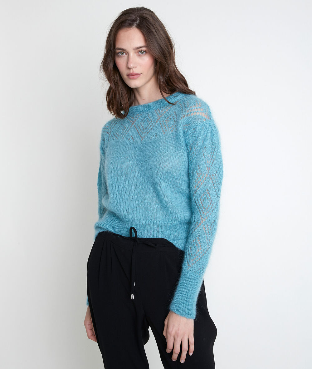 Pull en mohair m&eacute;lang&eacute; alberta eucalyptus.