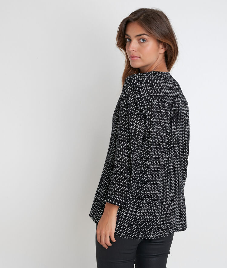 Blouse lavallière imprimée joly noir.