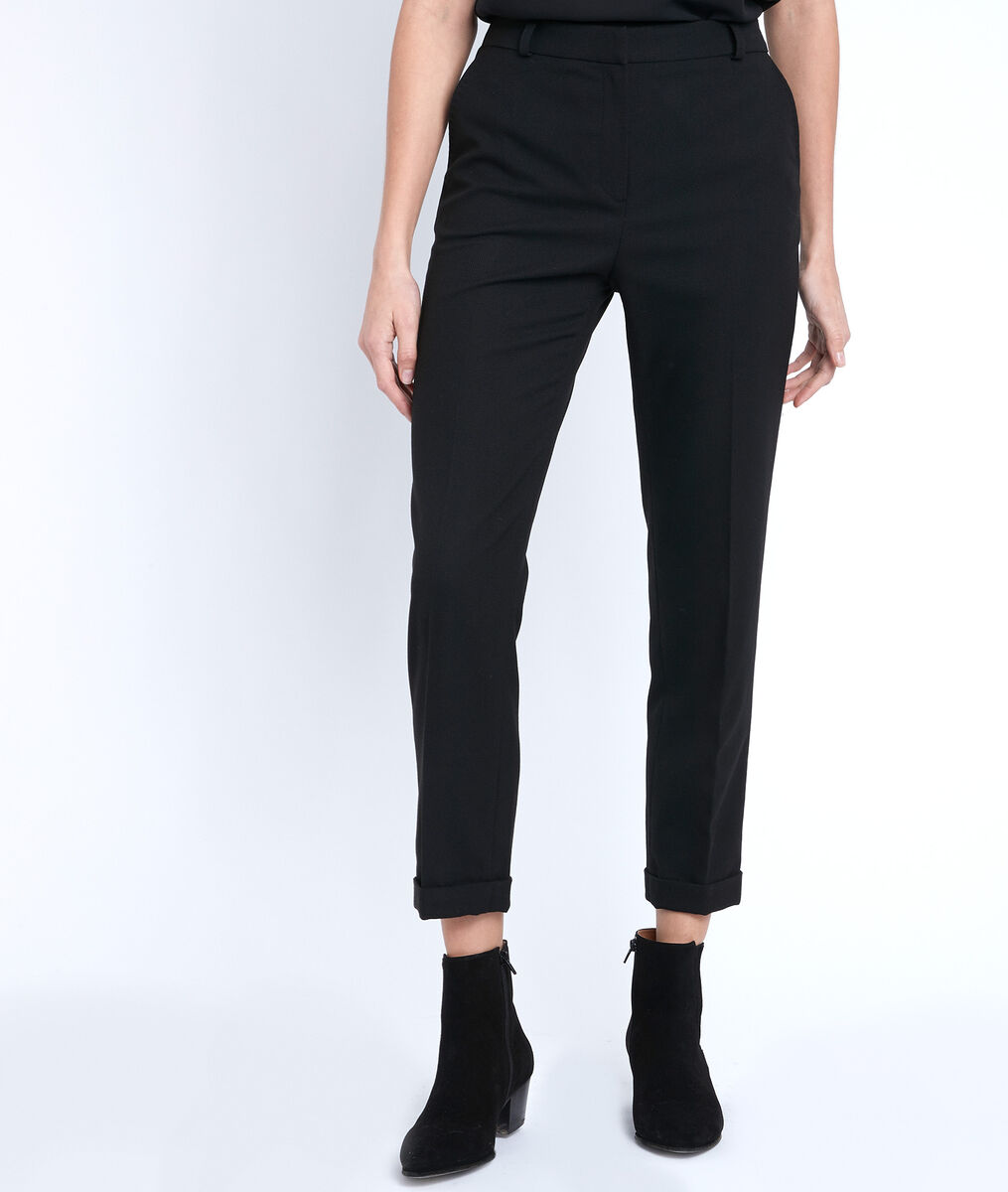 Pantalon cigarette piqué noir Felix | 1-2-3 Pantalon cigarette piqué noir Felix PhotoZ | 1-2-3