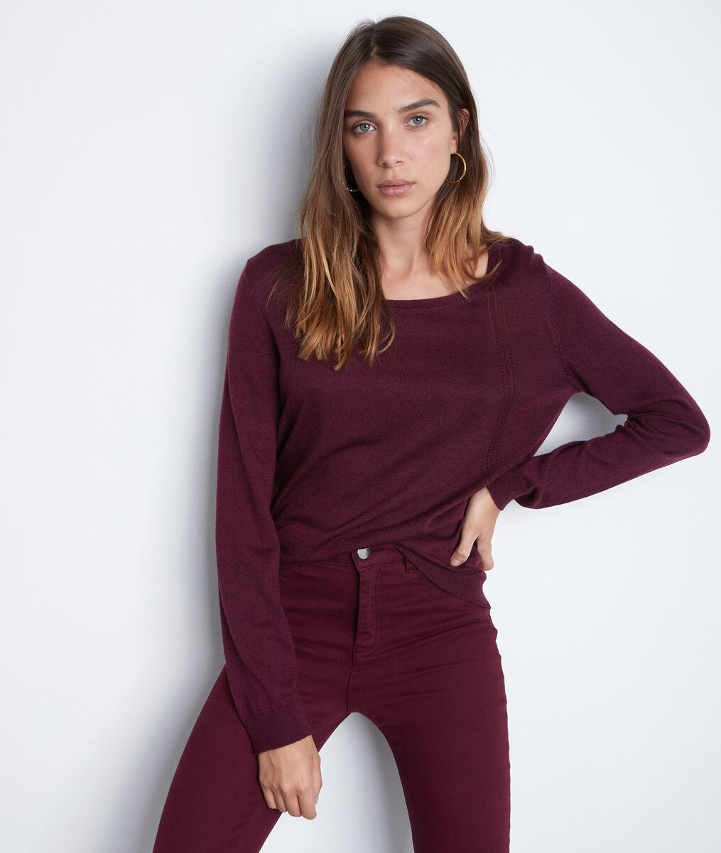 Pull en maille fine bordeaux Tommy | 1-2-3 Pull en maille fine bordeaux Tommy PhotoZ | 1-2-3