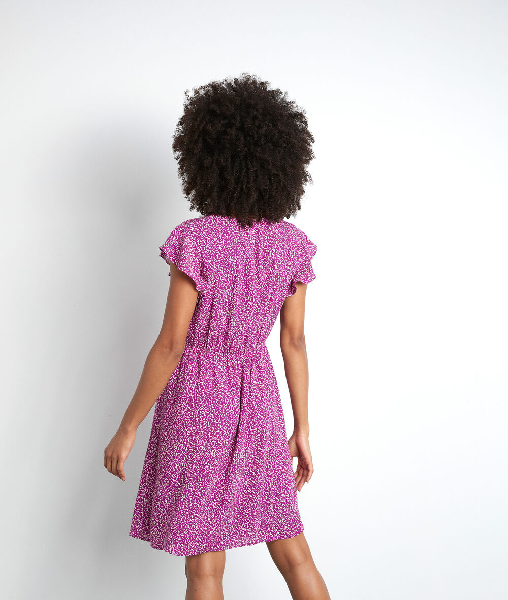 Fuchsia soepele en korte jurk met print selma fuchsia.