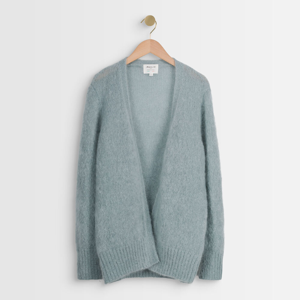 Gilet en mohair mélangé bleu rozelle jade.