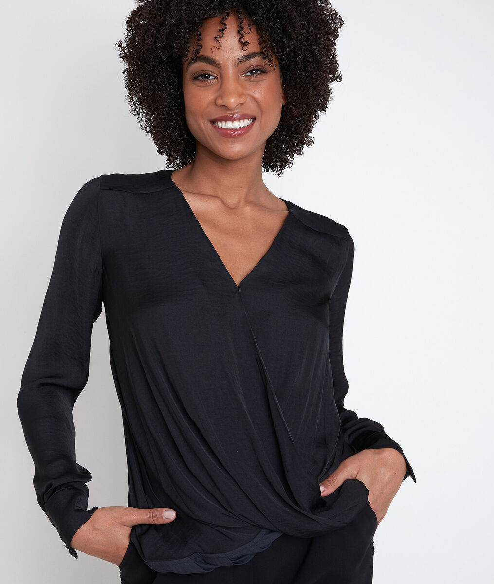 Blouse drapée noire Jalila | 1-2-3 Blouse drapée noire Jalila PhotoZ | 1-2-3