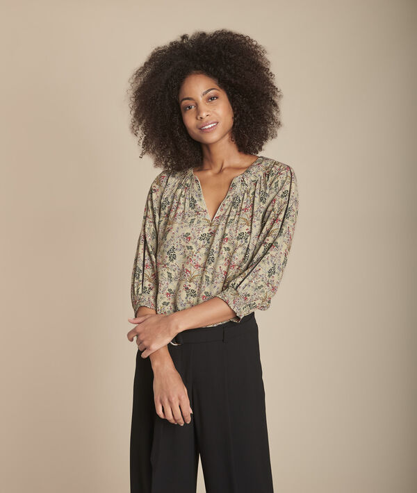 Khakifarbene Bluse mit Blumenprint Mina | 1-2-3 Khakifarbene Bluse mit Blumenprint Mina PhotoZ | 1-2-3