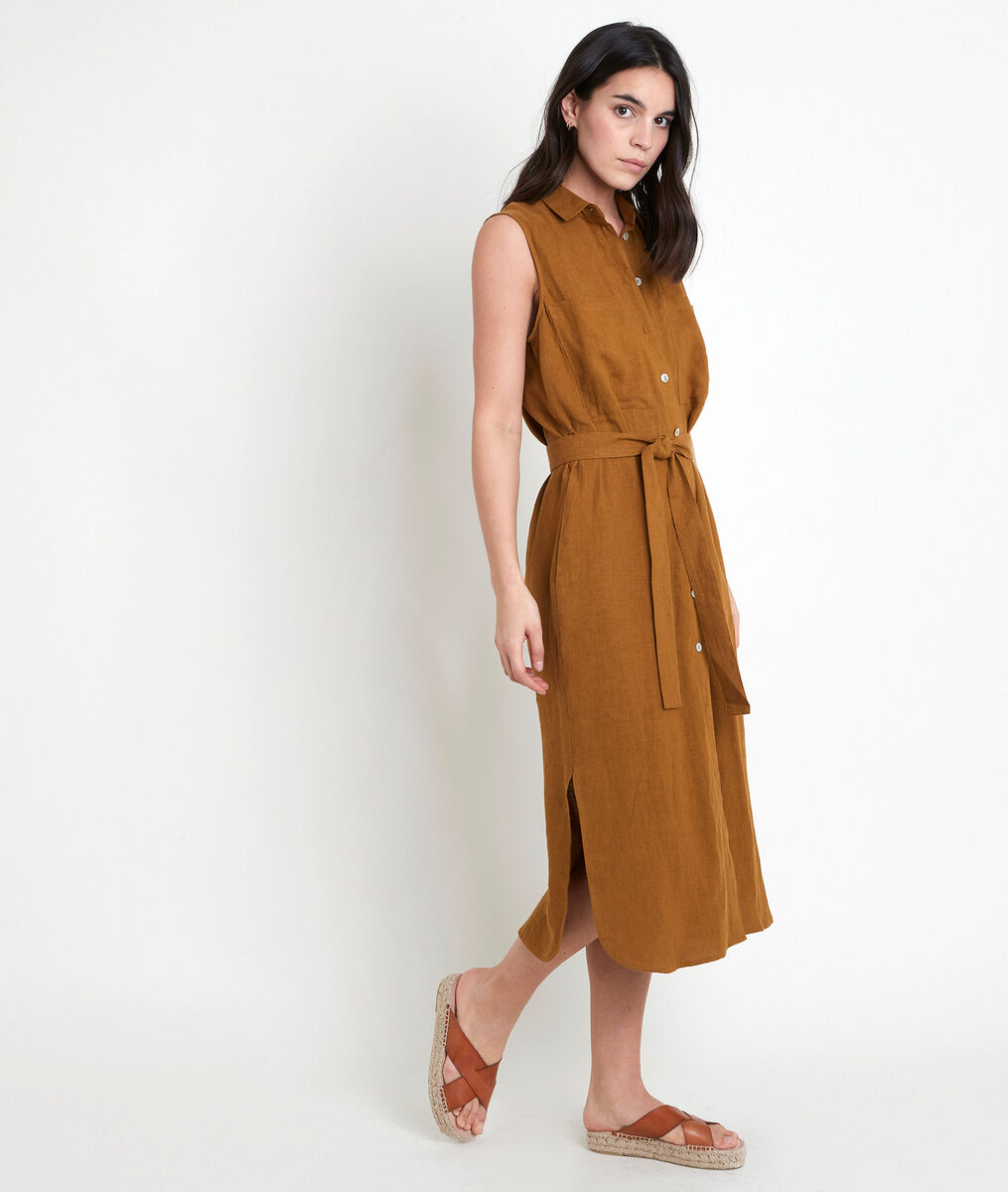 Robe chemise en lin certifié bronze Cyrielle | 1-2-3 Robe chemise en lin certifié bronze Cyrielle PhotoZ | 1-2-3