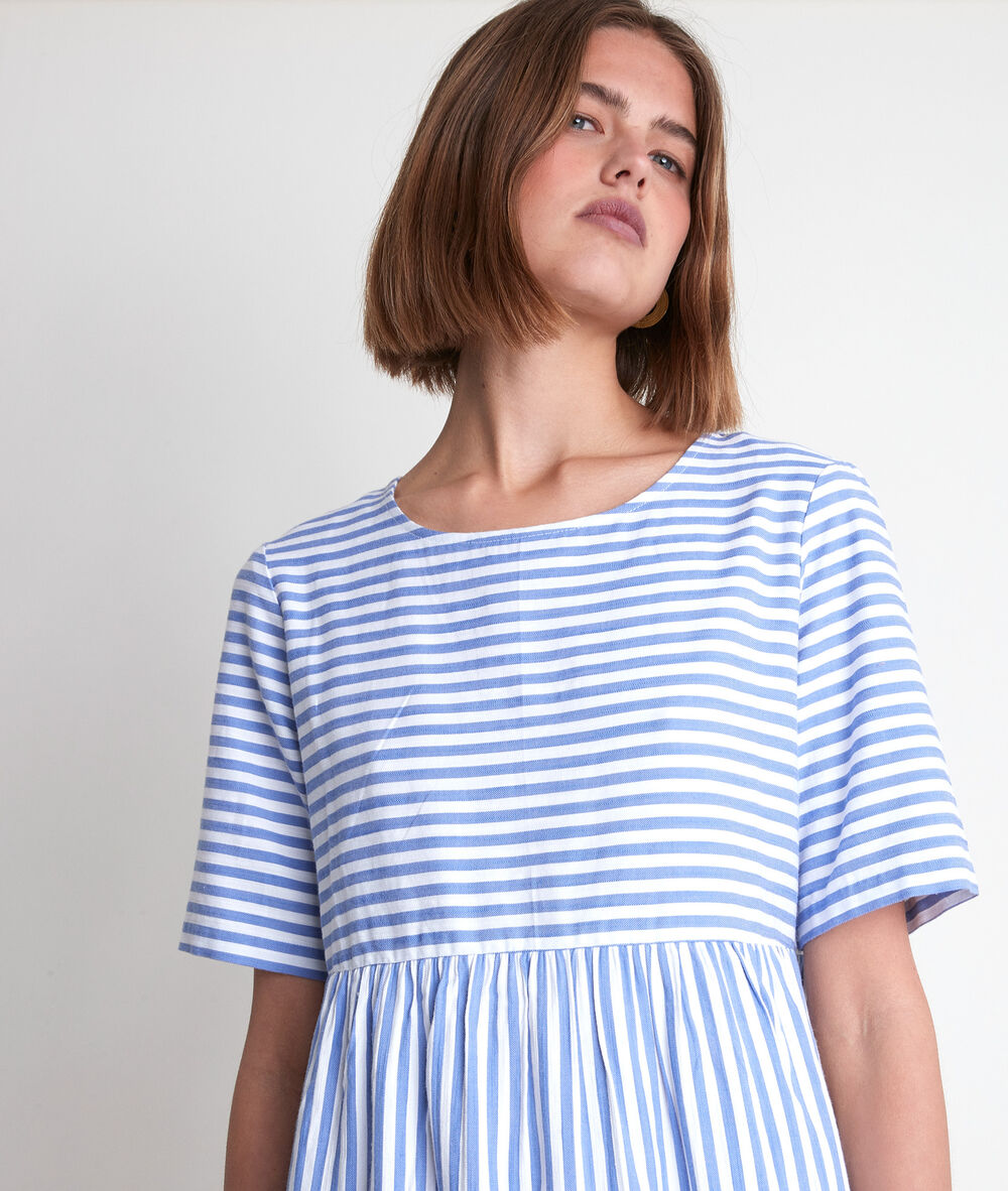 Robe rayée bleu ciel et blanche chaima ciel.