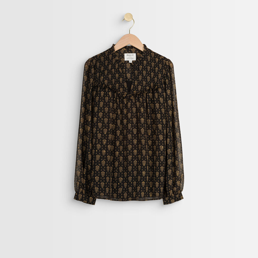 Blouse dorée imprimée jen noir.