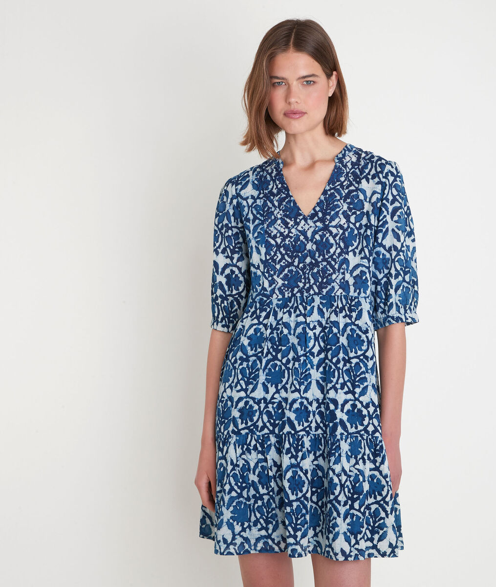 Robe courte imprimée bleue Madeleine | 1-2-3 Robe courte imprimée bleue Madeleine PhotoZ | 1-2-3