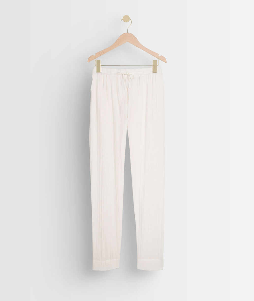 Pantalon en coton cigarette blanc frahim blanc.