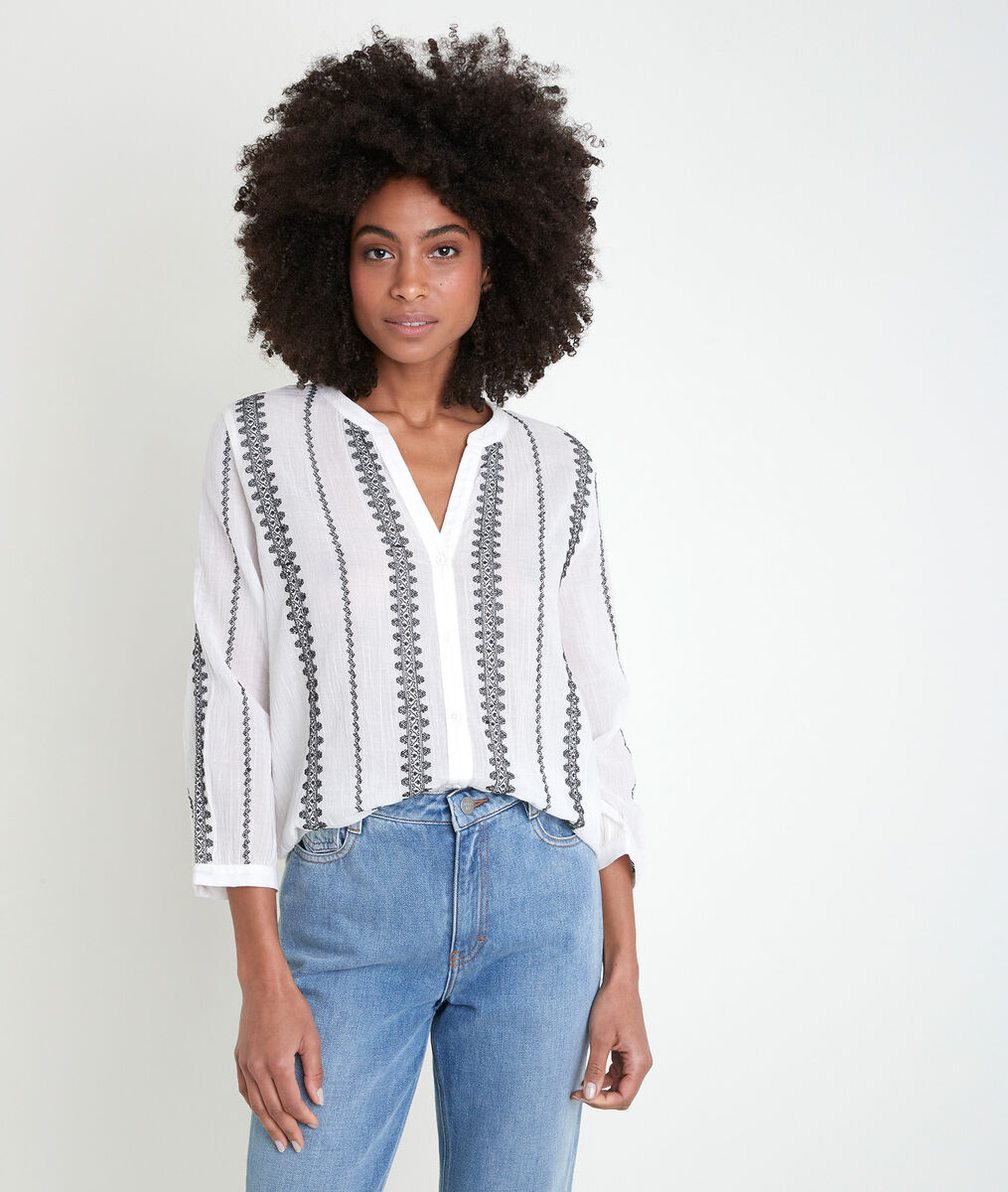 Blouse écrue brodée Tahiti | 1-2-3 Blouse écrue brodée Tahiti PhotoZ | 1-2-3