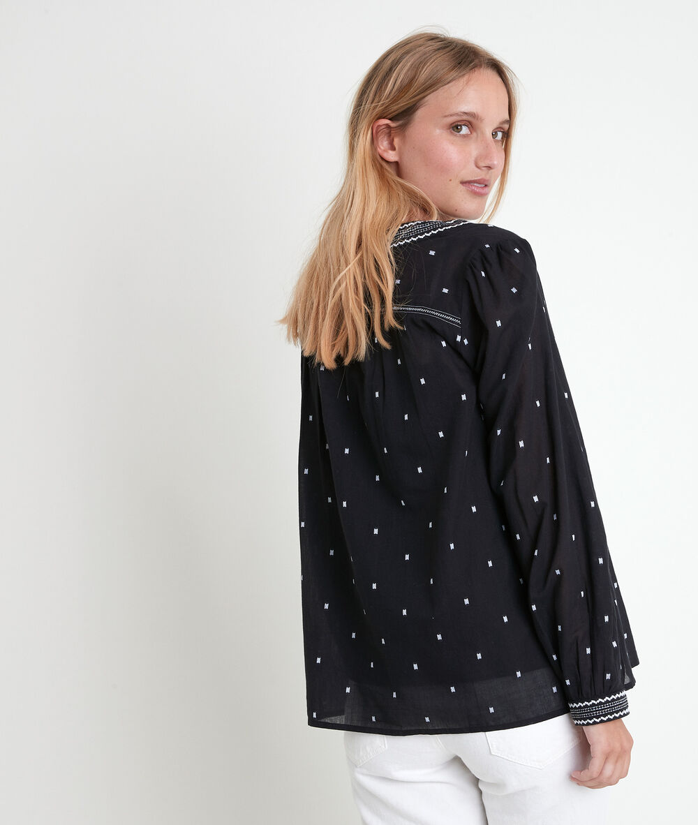 Blouse brodée noire talissa noir.