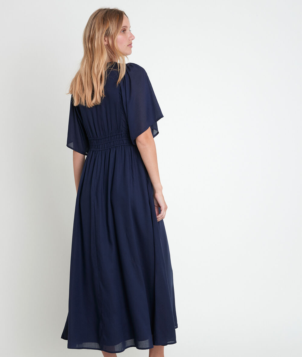 Robe bleue brodée lauretta encre.
