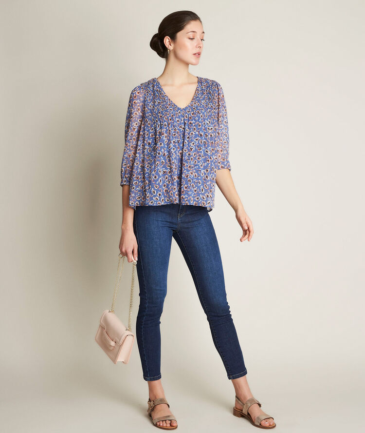 Blouse plissée imprimée eva nuage.