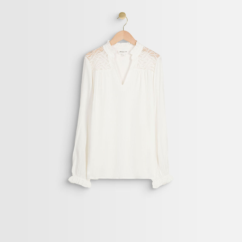 Blouse bimatière en dentelle dany ecru.