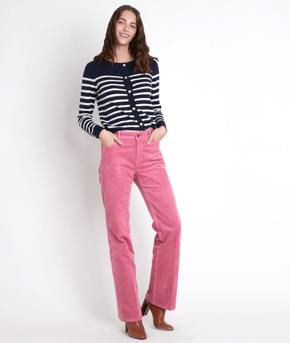 Pantalon large en velours rose Fidji | 1-2-3 Pantalon large en velours rose Fidji PhotoZ | 1-2-3