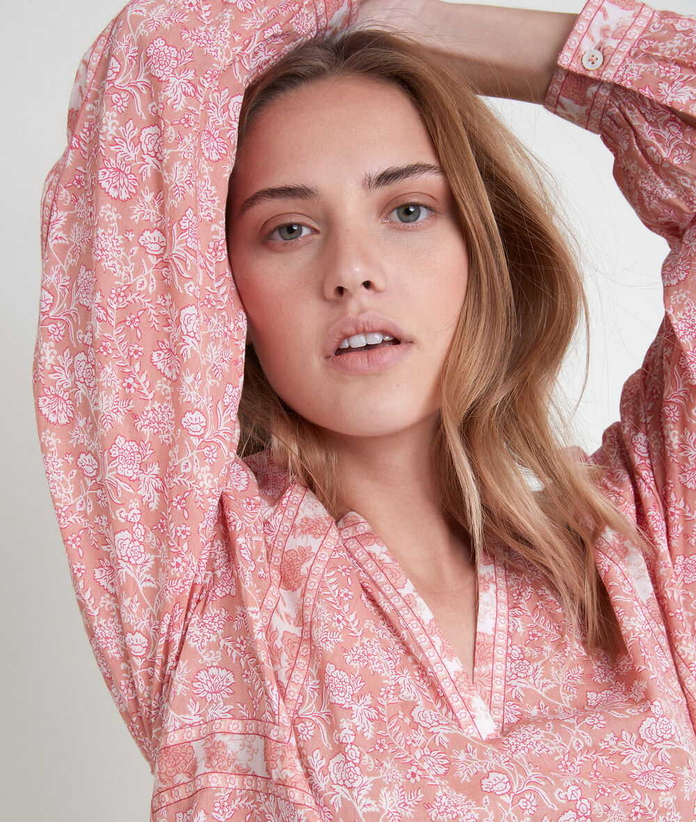 Blouse rose imprimé fleuri tippi bois de rose.