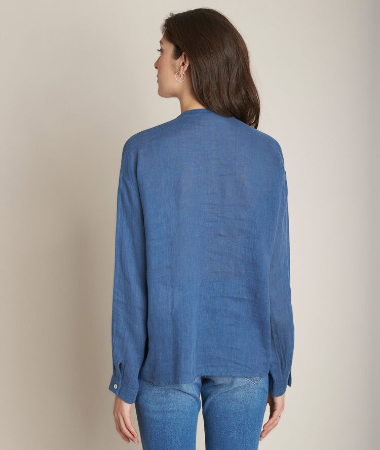 Chemise en lin indigo emeline canard clair.