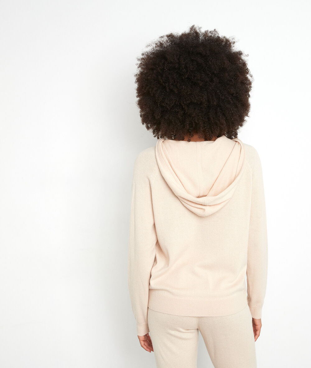 Pull en maille à capuche beige thom beige clair.