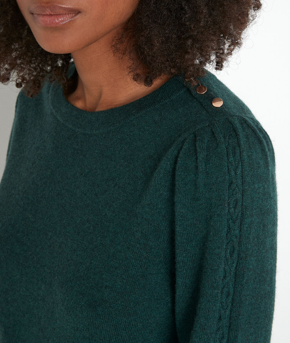 Pull à manches bouffantes vert foncé trystan cypres.