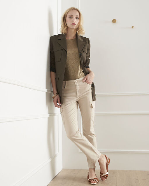 Pantalon crème cargo carolina naturel.