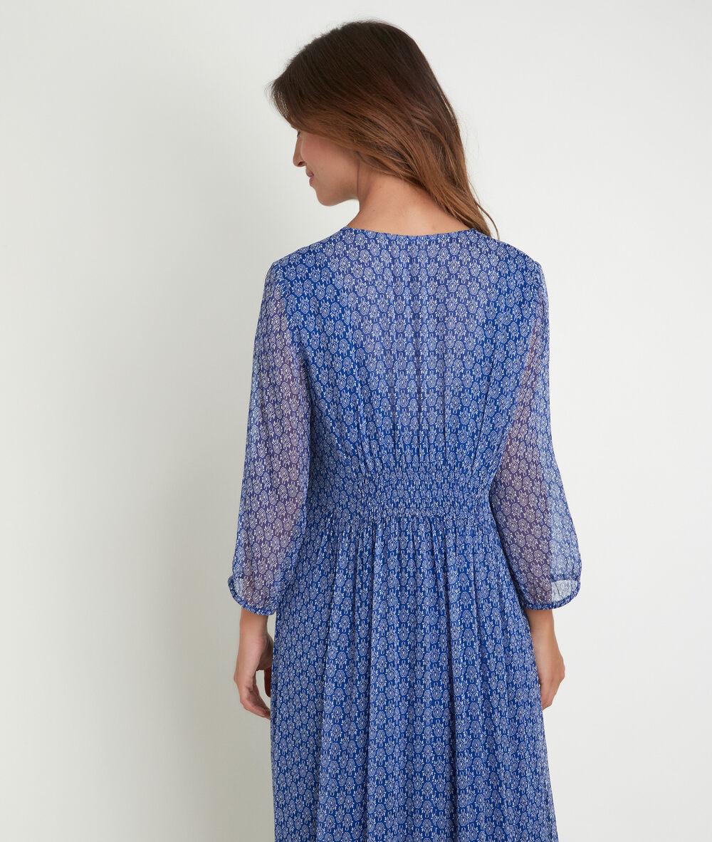 Robe longue imprimée claude bis bleu klein.