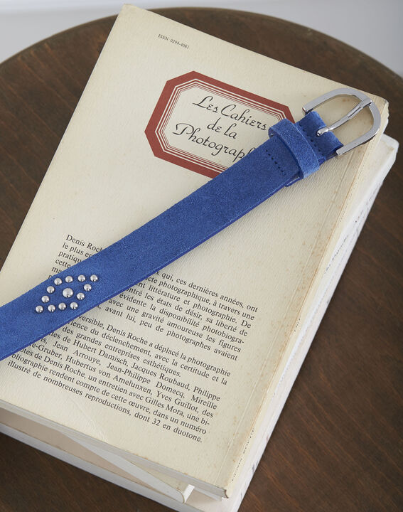 Ceinture bleue en cuir effet velours détails cloutés Kalipso | 1-2-3 Ceinture bleue en cuir effet velours détails cloutés Kalipso PhotoZ | 1-2-3