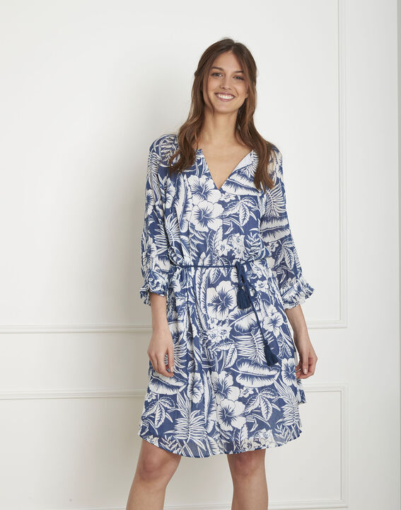 Weißes Kleid mit exotischem Druckmuster Liane | 1-2-3 Weißes Kleid mit exotischem Druckmuster Liane PhotoZ | 1-2-3