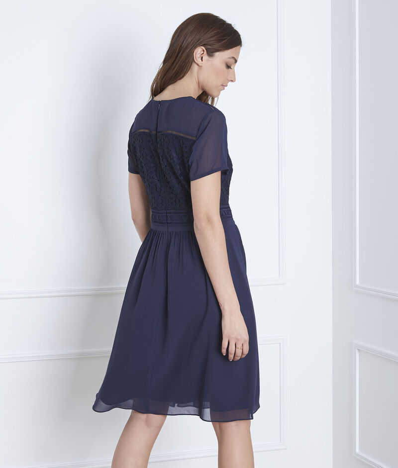 Robe marine dentelle bimatière herica marine.