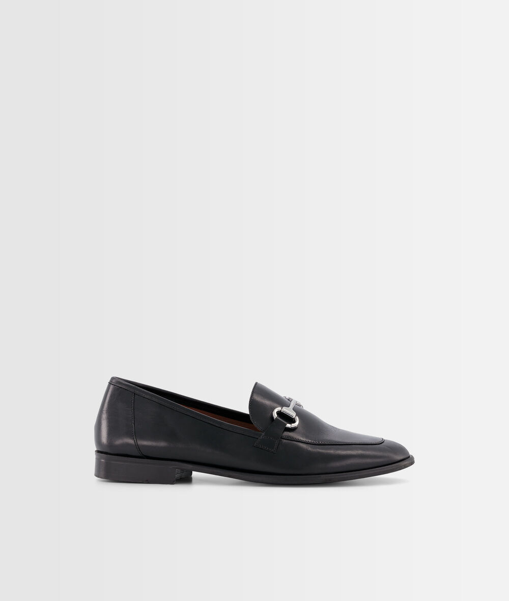 Mocassins à boucle en cuir noir hanah noir.