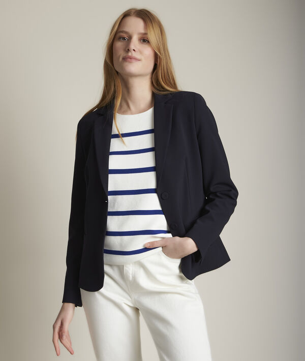 Pull ottoman rayé bleu Nacadamia | 1-2-3 Pull ottoman rayé bleu Nacadamia PhotoZ | 1-2-3