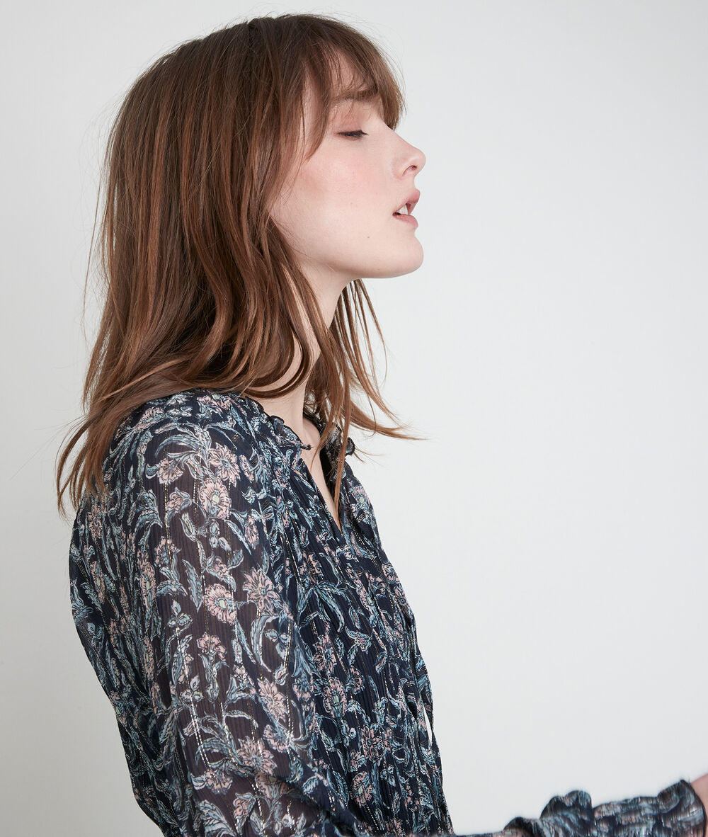 Robe longue imprimé fleuri lysie encre.