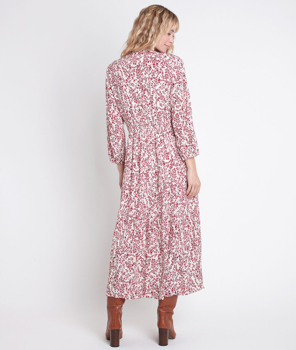 Langes kleid mit printmuster ecru carola ecru.