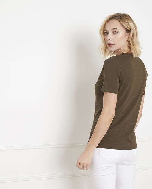 Khakifarbenes shirt mit lurex-schrägband priscille kaki.