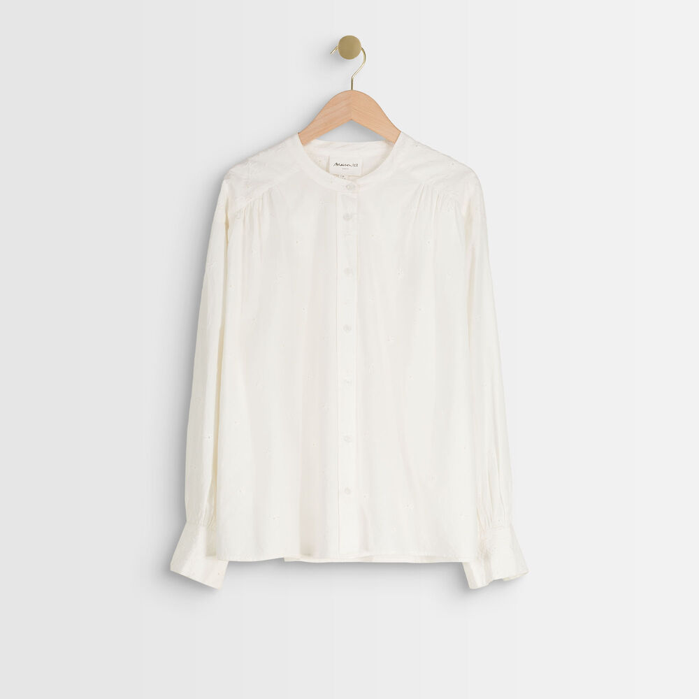 Blouse brodée torielle ecru.
