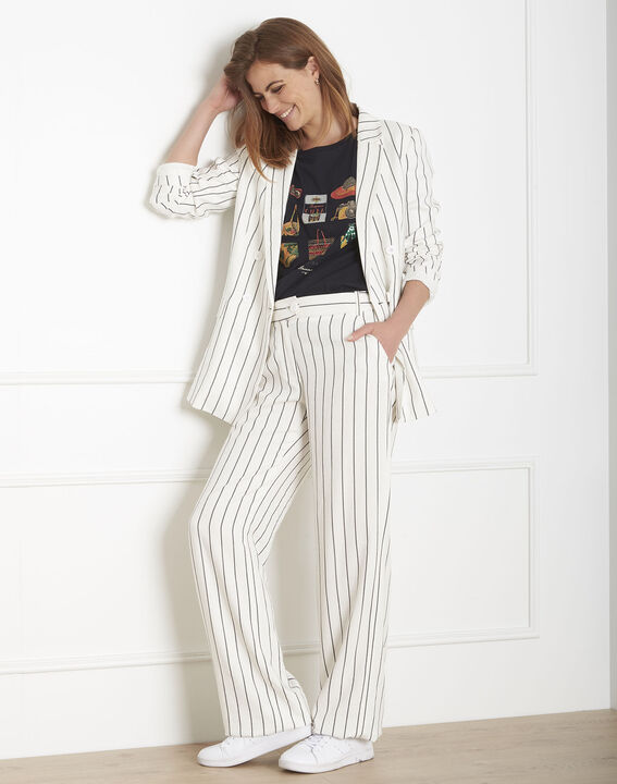 Pantalon écru rayé Gaylord | 1-2-3 Pantalon écru rayé Gaylord PhotoZ | 1-2-3