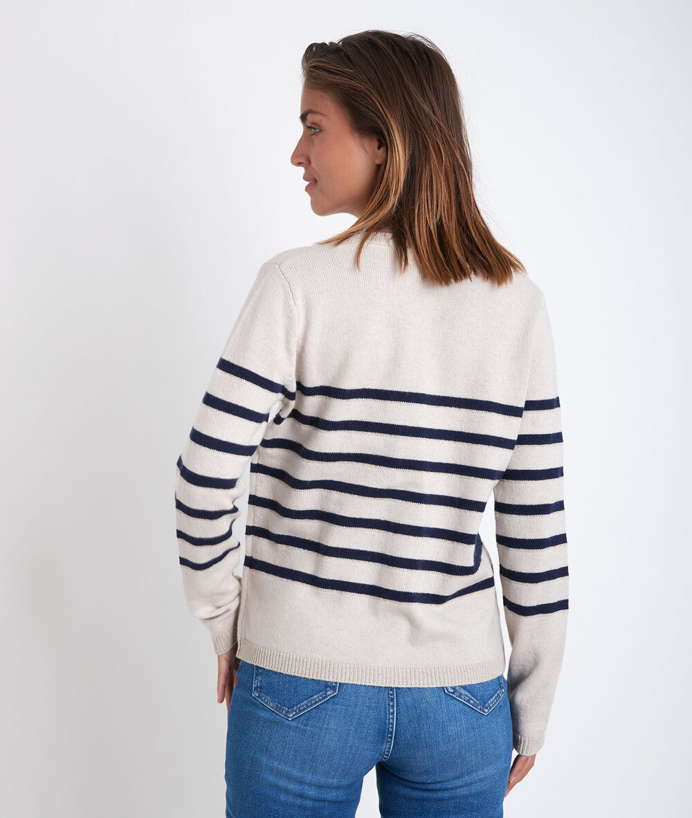 Gilet rayé rosa naturel.