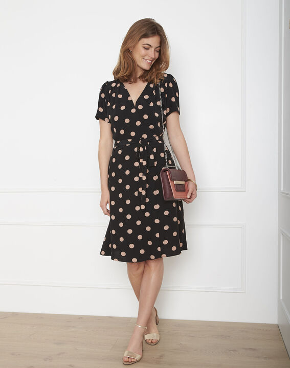 Robe noire à pois cache-cœur Lucrece | 1-2-3 Robe noire à pois cache-cœur Lucrece PhotoZ | 1-2-3