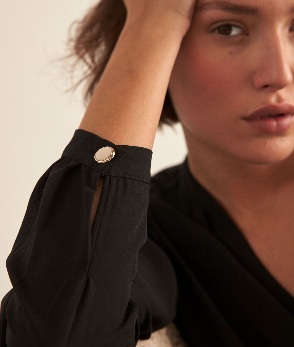 Blouse bimatière noire davina noir.