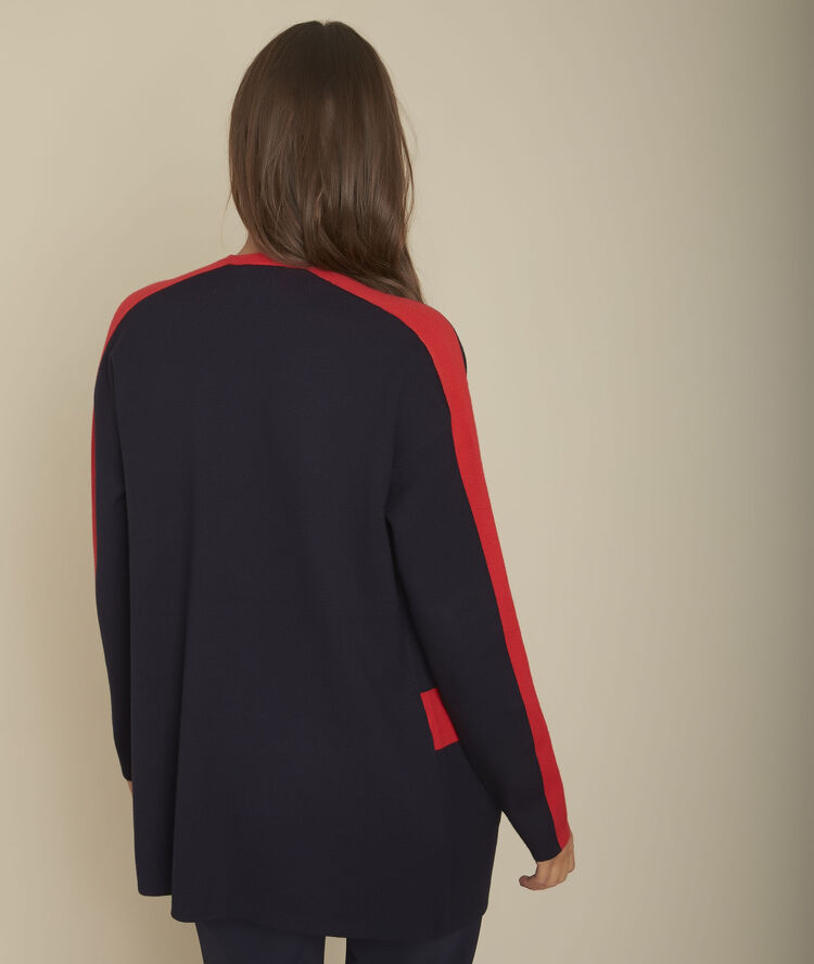 Veste en maille bicolore feerie marine.
