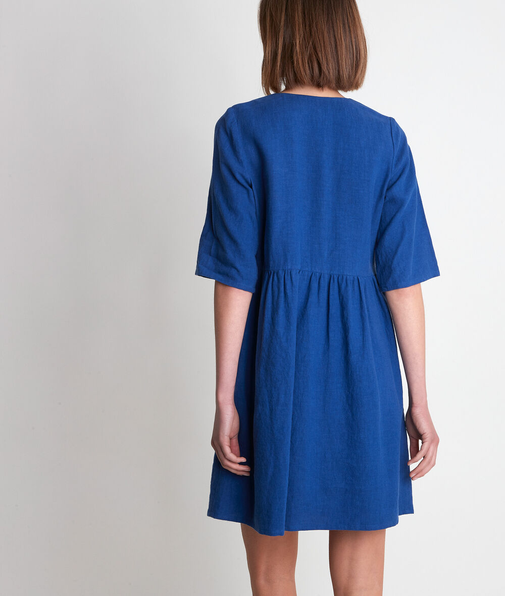 Robe en lin boutonnée bleue lalou bleu.