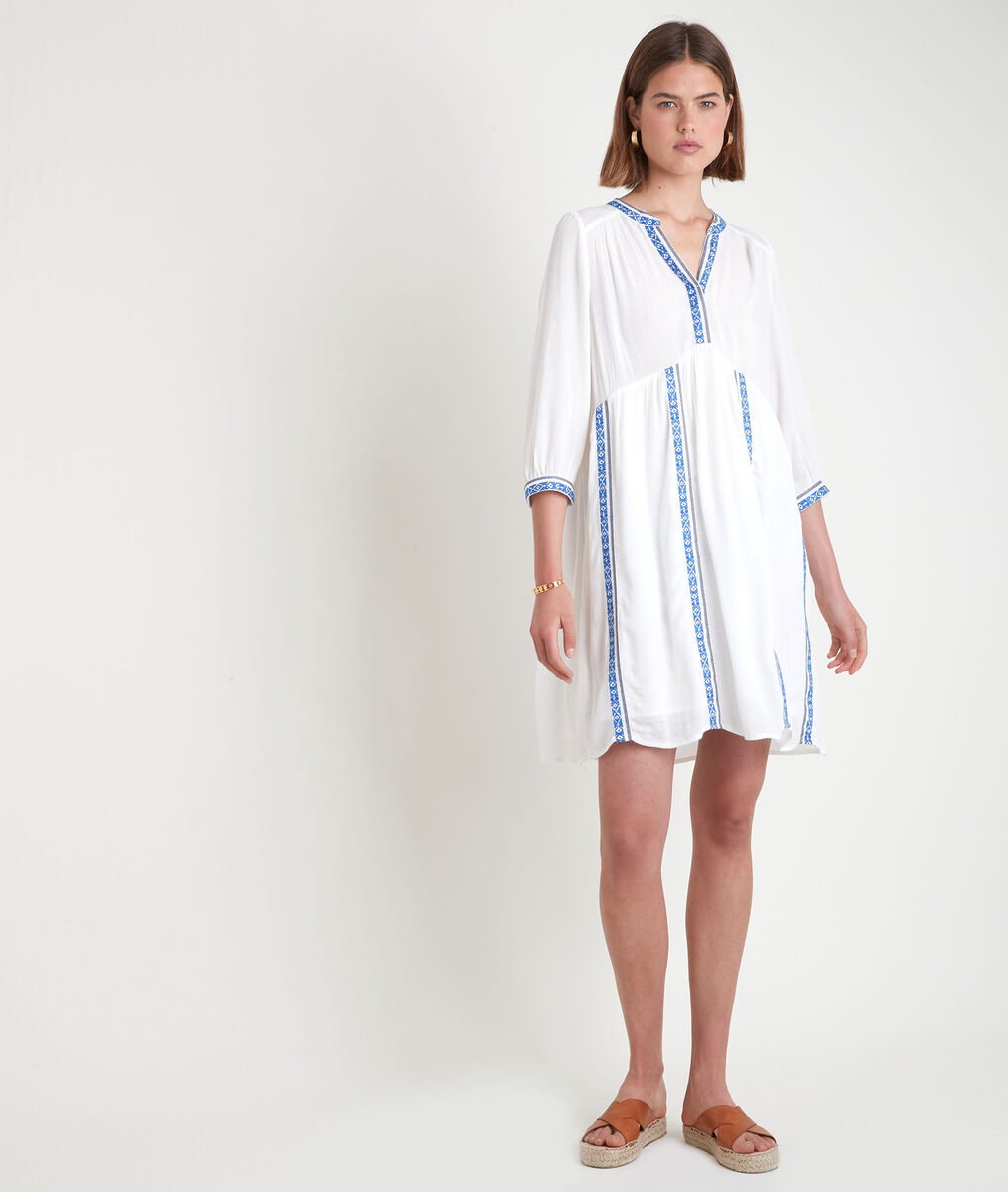 Robe courte fluide et brodée blanche Stella | 1-2-3 Robe courte fluide et brodée blanche Stella PhotoZ | 1-2-3