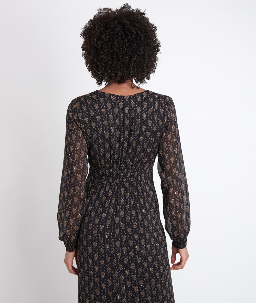 Robe midi imprimée ninon noir.