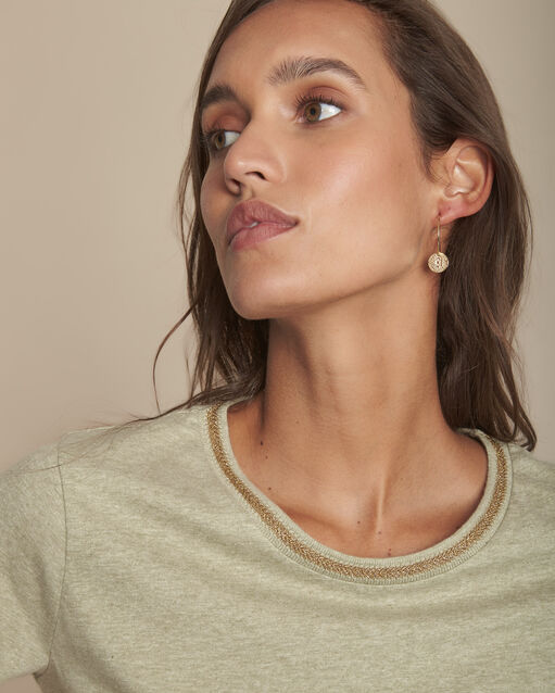 Blassgrünes T-Shirt mit Lurex-Halsausschnitt Clara (2) - Maison 123