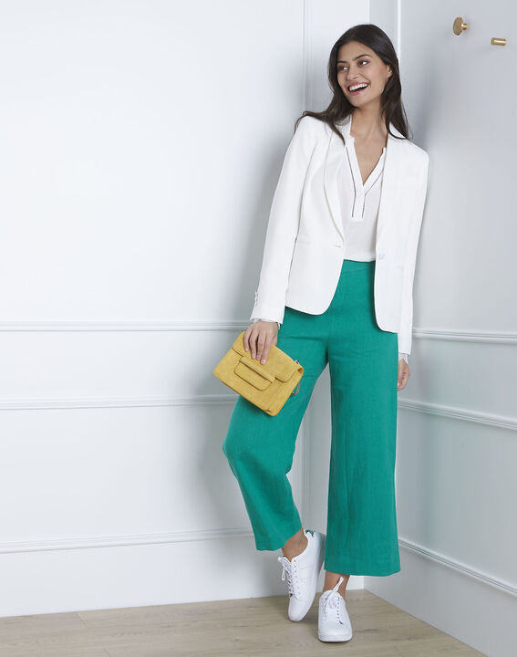 Pantalon vert court en lin Ghazala | 1-2-3 Pantalon vert court en lin Ghazala PhotoZ | 1-2-3