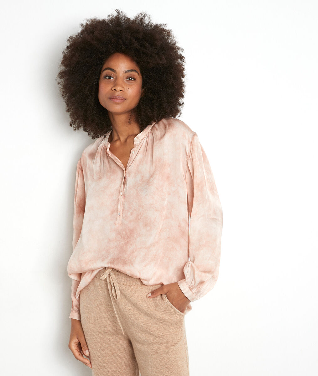 Poederroze blouse met tie-dyeprint Alix | 1-2-3 Poederroze blouse met tie-dyeprint Alix PhotoZ | 1-2-3
