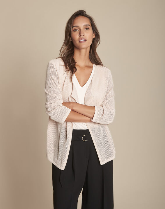Gilet rose pâle en viscose métallisé Noisette | 1-2-3 Gilet rose pâle en viscose métallisé Noisette PhotoZ | 1-2-3