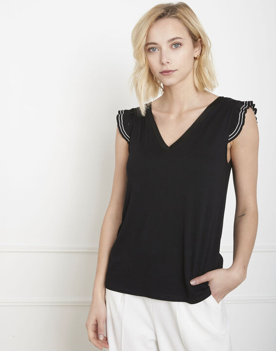 Tee-shirt noir volants Paulina | 1-2-3 Tee-shirt noir volants Paulina PhotoZ | 1-2-3
